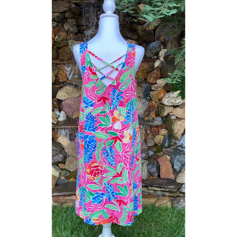 Banana Boat Sundress Size Medium New UPF 50+ Pink Floral Swing Dress BB827 - Picture 5 of 9